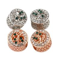 Zinc Alloy European Beads Column plated without troll & with rhinestone lead & cadmium free Approx 5mm Sold By Bag