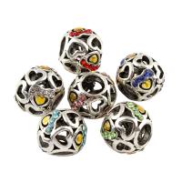Zinc Alloy European Beads Drum antique silver color plated without troll & with rhinestone lead & cadmium free Approx 5mm Sold By Bag