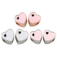 Zinc Alloy European Beads Heart plated without troll & enamel lead & cadmium free Approx 5mm Sold By Bag