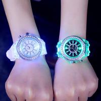 Unisex Wrist Watch Silicone with zinc alloy dial & Glass lightening & with rhinestone Length Approx 8 Inch Sold By PC