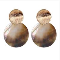 Zinc Alloy Drop Earrings with Black Shell gold color plated for woman nickel lead & cadmium free Sold By Pair
