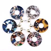 Plastic Drop Earring, met Zinc Alloy, Donut, gold plated, voor vrouw & hol, meer kleuren voor de keuze, 40x53mm, Verkocht door pair