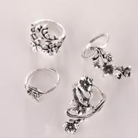 Zinc Alloy Ring Set finger ring Flower antique silver color plated for woman nickel lead & cadmium free  19mm 18.2mm US Ring Sold By Set