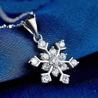 925 Sterling Silver Pendant, Snowflake, with cubic zirconia, 13x24mm, Hole:Approx 2-3mm, Sold By PC