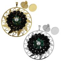ROSTFRITT STÅL Smycken Set, hänge & örhänge, med Kristall & Glass Pearl, plated, oval kedja & för kvinna, fler färger för val, 70x73mm 15mm, Hål:Ca 5x9mm, Säljs av Ställ