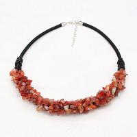 Gemstone Necklace, with Nylon Coated Rubber Rope, with 5cm extender chain, Nuggets, different materials for choice & for woman, Sold Per Approx 16.5 Inch Strand