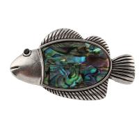 Zinc Alloy Pendant with Abalone Shell Paper Fish antique silver color plated with rhinestone nickel lead & cadmium free Approx Sold By Bag