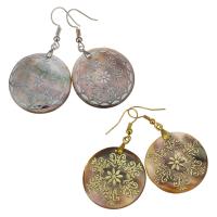 Shell Earrings Brass with Abalone Shell Flat Round plated for woman 52mm 30mm Sold By Pair