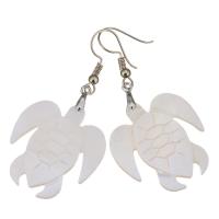 Shell Earrings Brass with White Shell Turtle silver color plated for woman 54mm Sold By Lot