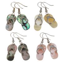 Shell Earrings Brass with Shell Shoes silver color plated for woman 40mm Sold By Pair