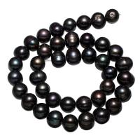 Bulvių išauginti gėlavandenių perlų karoliukai, Gėlo vandens perlų, Bulvė, juodas, 10-11mm, Skylė:Apytiksliai 0.8mm, Parduota už Apytiksliai 15.1 Inch Strand
