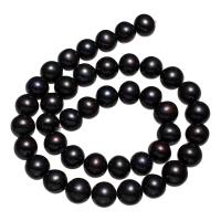 Bulvių išauginti gėlavandenių perlų karoliukai, Gėlo vandens perlų, Bulvė, juodas, 9-10mm, Skylė:Apytiksliai 0.8mm, Parduota už Apytiksliai 15.5 Inch Strand