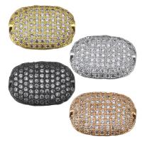 Brass Jewelry Connector Flat Oval plated micro pave cubic zirconia & 1/1 loop Approx 1.5mm Sold By Lot