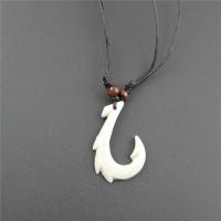 Ox Bone Necklace with Linen & Resin Unisex 45mm Length Approx 31.5-32.6 Inch Sold By Lot