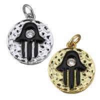 Cubic Zirconia Micro Pave Brass Pendant Flat Round plated micro pave cubic zirconia & enamel Approx 3mm Sold By Lot