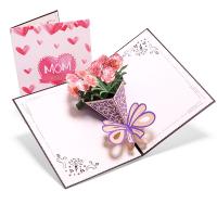 Tarjeta de felicitación, Papel, Clavel, mamá de palabra amor, hecho a mano, con el sobre & Efecto 3D, 200x150mm, Vendido por UD