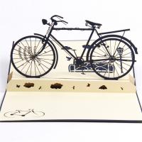 Tarjeta de felicitación, Papel, Bicicleta, hecho a mano, con el sobre & Efecto 3D, 100x150mm, Vendido por UD