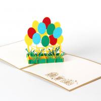 Wenskaarten, Papier, Ballon, handgemaakt, met envelop & 3D-effect, 150x150mm, Verkocht door PC
