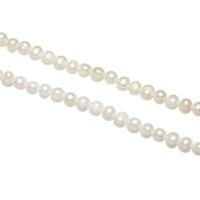 Turno coltivate in acqua dolce Perla, perla d'acquadolce coltivata naturalmente, Cerchio, naturale, lunghezza differente per scelta, bianco, 5-6mm, Venduto da filo