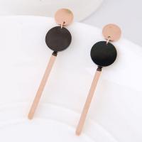 Titanium Steel Drop Earring with Acrylic Round gold color plated for woman Sold By Pair