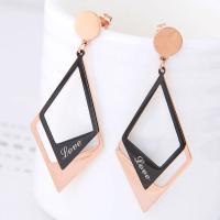 Titanium Steel Drop Earring with Acrylic Rhombus gold color plated for woman Sold By Pair