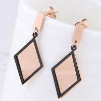 Titanium Steel Drop Earring with Acrylic Rhombus gold color plated for woman Sold By Pair