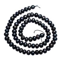 Bulvių išauginti gėlavandenių perlų karoliukai, Gėlo vandens perlų, Bulvė, juodas, 10-11mm, Skylė:Apytiksliai 0.8mm, Parduota už Apytiksliai 16 Inch Strand