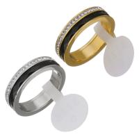 Roestvrij staal Finger Ring, met strass klei pave & Hars, plated, verschillende grootte voor keus & voor vrouw, meer kleuren voor de keuze, 5mm, Verkocht door PC