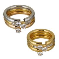 acero inoxidable anillo, con Arcilla analiar de diamantes de imitación AB, chapado, diverso tamaño para la opción & para mujer, más colores para la opción, 10mm, Vendido por UD