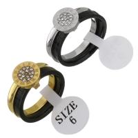 Strass roestvrij staal vinger ring, plated, met Romeinse cijfer & verschillende grootte voor keus & voor vrouw & met strass, meer kleuren voor de keuze, 9mm, Verkocht door PC