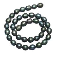 Bulvių išauginti gėlavandenių perlų karoliukai, Gėlo vandens perlų, Bulvė, tamsiai žalia, 8-9mm, Skylė:Apytiksliai 0.8mm, Parduota už Apytiksliai 15 Inch Strand