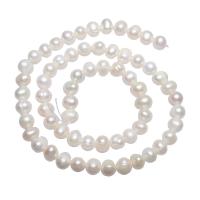 Bulvių išauginti gėlavandenių perlų karoliukai, Gėlo vandens perlų, Bulvė, natūralus, baltas, 5-6mm, Skylė:Apytiksliai 0.8mm, Parduota už Apytiksliai 14 Inch Strand
