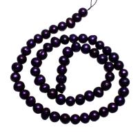 Brambor pěstované sladkovodní perle, Sladkovodní Pearl, tmavě fialová, 5-6mm, Otvor:Cca 0.8mm, Prodáno za Cca 15 inch Strand