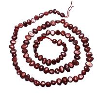 Baroko Kultūringas gėlavandenių perlų karoliukai, Gėlo vandens perlų, "Nuggets", vyno raudona spalva, 3-4mm, Skylė:Apytiksliai 0.8mm, Parduota už Apytiksliai 15 Inch Strand