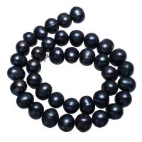 Bulvių išauginti gėlavandenių perlų karoliukai, Gėlo vandens perlų, Bulvė, juodas, 10-11mm, Skylė:Apytiksliai 0.8mm, Parduota už Apytiksliai 14.5 Inch Strand