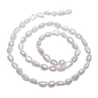 Riso coltivato in perla d'acqua dolce, perla d'acquadolce coltivata naturalmente, naturale, bianco, 4-5mm, Foro:Appross. 0.8mm, Venduto per Appross. 14.5 pollice filo
