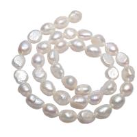 Bulvių išauginti gėlavandenių perlų karoliukai, Gėlo vandens perlų, Bulvė, natūralus, baltas, 9-10mm, Skylė:Apytiksliai 0.8mm, Parduota už Apytiksliai 14.5 Inch Strand