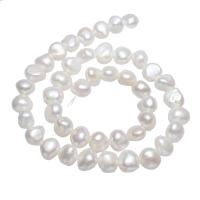 Brambor pěstované sladkovodní perle, Sladkovodní Pearl, přírodní, bílý, 9-10mm, Otvor:Cca 0.8mm, Prodáno za Cca 15 inch Strand