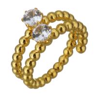 Anillo de dedo acero inoxidable del Rhinestone, chapado en color dorado, diverso tamaño para la opción & para mujer & con diamantes de imitación, 11mm, Vendido por UD