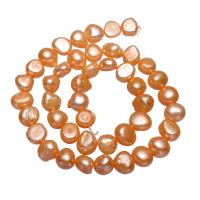 Baroko Kultūringas gėlavandenių perlų karoliukai, Gėlo vandens perlų, "Nuggets", oranžinis, 8-9mm, Parduota už Apytiksliai 14.2 Inch Strand