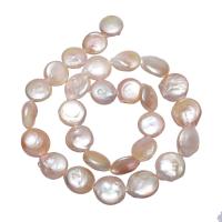 Coin odlad sötvattenspärla pärlor, Freshwater Pearl, Flat Round, naturlig, rosa, 14-15mm, Såld Per Ca 15.7 inch Strand