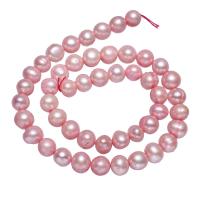 Bulvių išauginti gėlavandenių perlų karoliukai, Gėlo vandens perlų, Bulvė, natūralus, rožinis, 8-9mm, Parduota už Apytiksliai 14.5 Inch Strand