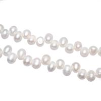 Coin odlad sötvattenspärla pärlor, Freshwater Pearl, Flat Round, naturlig, vit, 8-9mm, Såld Per Ca 15.7 inch Strand