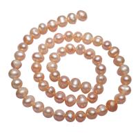 Bulvių išauginti gėlavandenių perlų karoliukai, Gėlo vandens perlų, Bulvė, natūralus, rožinis, 6-7mm, Parduota už Apytiksliai 14 Inch Strand
