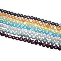 Barock odlad sötvattenspärla pärlor, Freshwater Pearl, Flat Round, fler färger för val, 9-10mm, Såld Per Ca 14.5 inch Strand