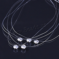 Fishing Line Necklace with Cubic Zirconia plated & for woman & faceted Sold Per Approx 15.7 Inch Strand