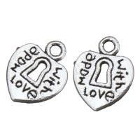 Zinc Alloy Heart Pendants word love silver color plated with letter pattern nickel lead & cadmium free Approx 1mm Sold By Lot