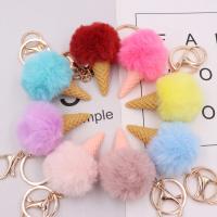 Plush Key Chain with Iron Ice Cream gold color plated cute Sold By PC