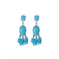 Zinc Alloy Drop Earring with turquoise silver color plated Bohemian style & for woman Sold By Pair