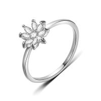 Cubic Zirconia Micro Pave Brass Ring Flower platinum plated & micro pave cubic zirconia nickel lead & cadmium free 8mm Sold By PC